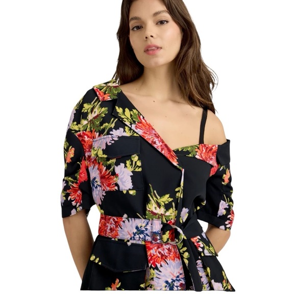 Cinq à Sept Katie Floral Wrap Off the Shoulder Chrysanthemum Jacket Blazer NEW - Picture 3 of 16